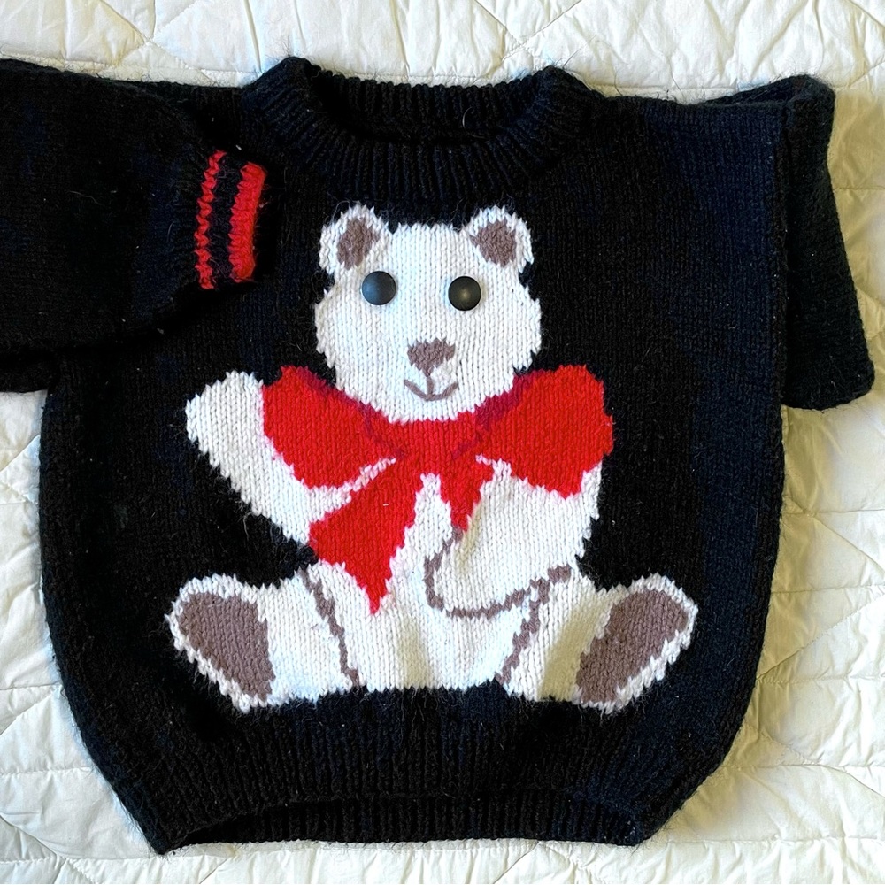 Vintage Handmade Teddy Bear Sweater